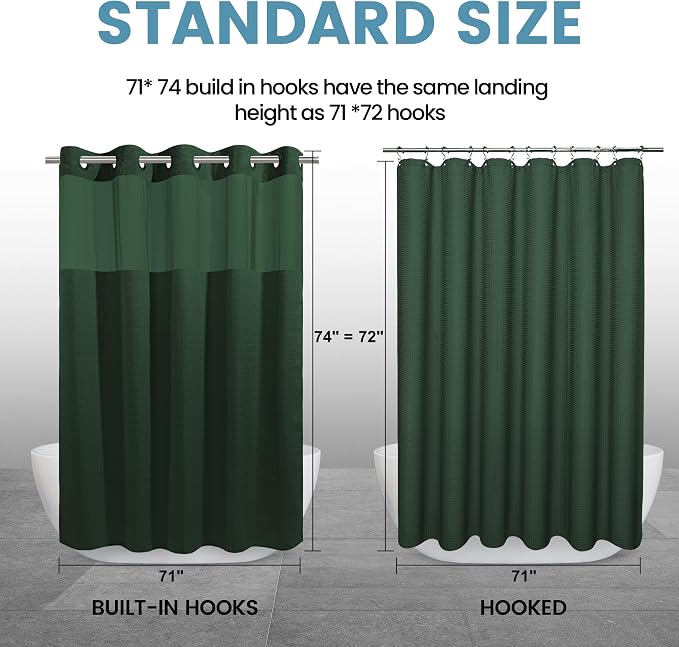 Dark Green Shower Curtain and Liner Set - Image 7