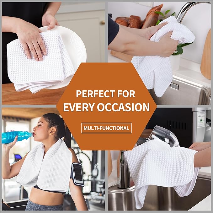 Microfiber Waffle Hand Towels, 4 Pieces, Fast Drying, Lint Free - Image 7