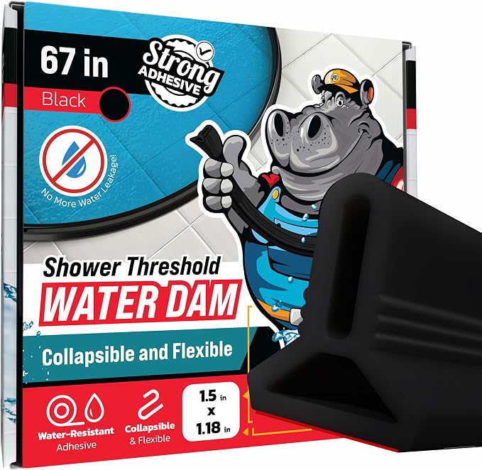Shower Threshold Water Dam Barrier 67" by ExploreHippoDam
