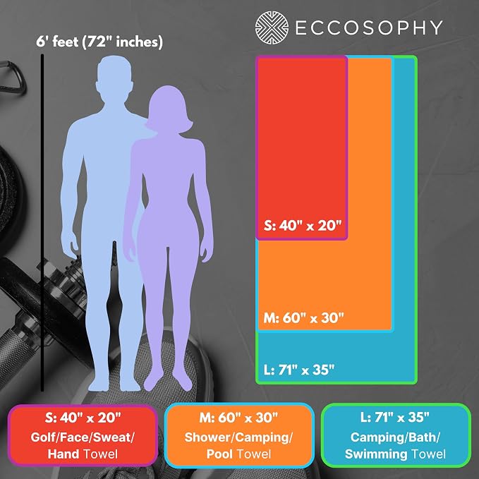 ECCOSOPHY Microfiber Beach Towel – Quick Dry Gym Towel, Highly Absorbent - Image 2
