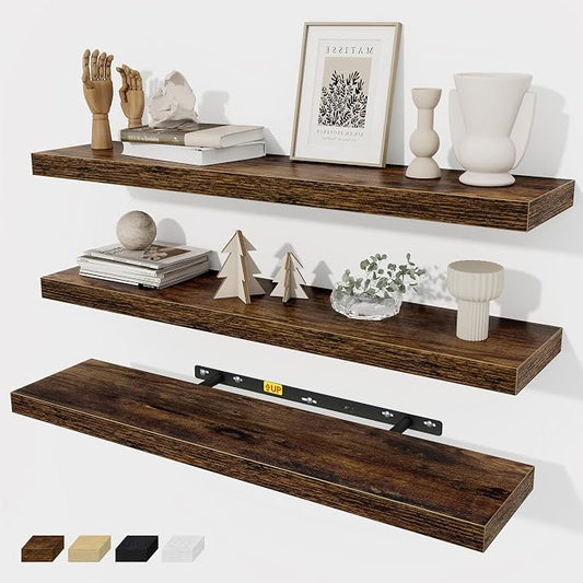 Floating Shelves Wall Shelf 30 Inch Long, Rustic Wood Bathroom Shelves 30 Inch by FunMemories