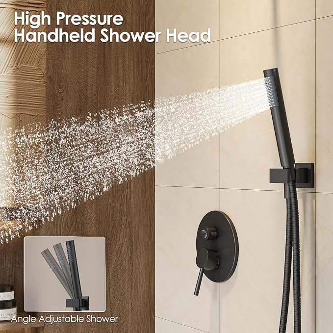 Gabrylly Black Shower Faucet Set, Wall Mounted System - Image 4