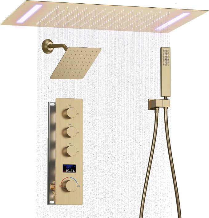 Shower System Brushed Gold Shower Faucet Set by KATAIS