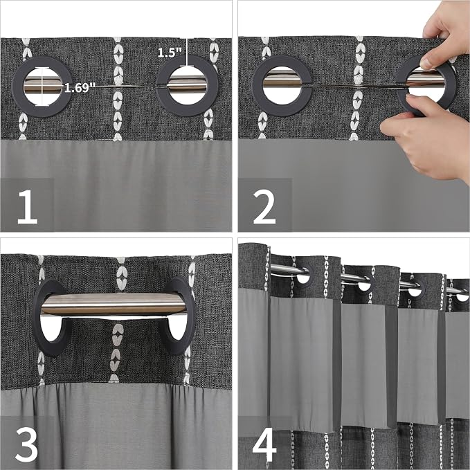 No Hook Extra Long Shower Curtain Set - Image 5