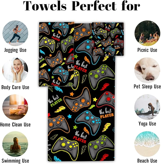 Gaming 3 Piece Towel Bathroom Sets, 1 Bath Towel, 1 Washcloth, 1 Hand Towel - Image 3
