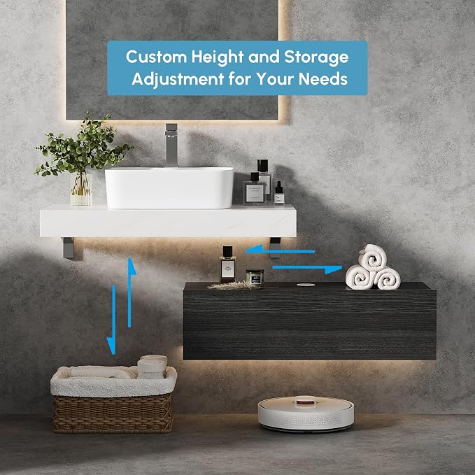 35" Floating Bathroom Vanity, Wall-Mounted Storage Cabinet Single Piece Set - Image 4