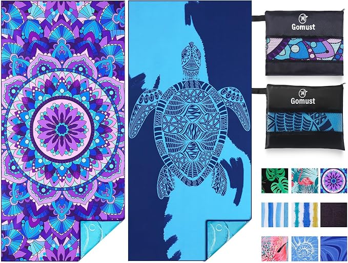 2 Pack Lightweight Thin Beach Towel Oversized 71"x32" Big Extra Large by Gomust