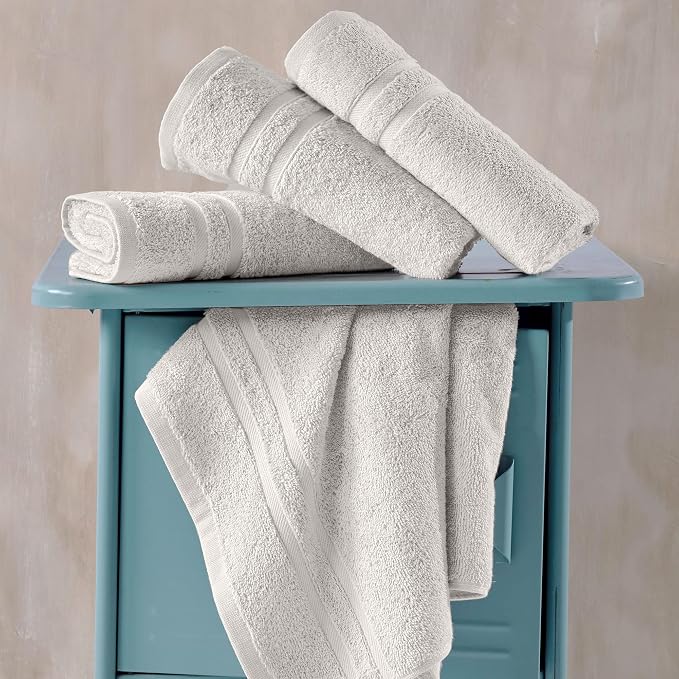 Hawmam Linen Ice Silver Hand Towels 4 Pack Turkish Cotton Premium Quality Soft - Image 3