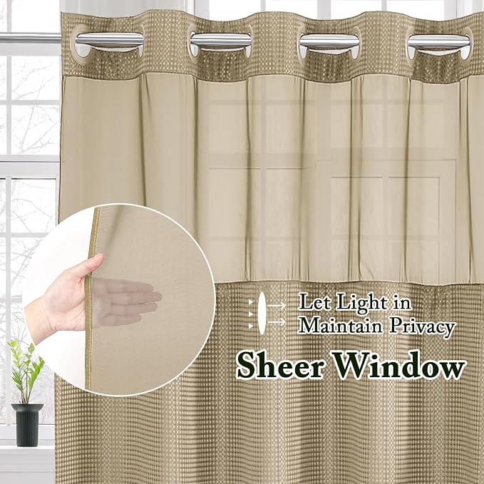 Gibelle Extra Long Shower Curtain 72x86, Waffle Weave Bathroom Shower Curtain - Image 2