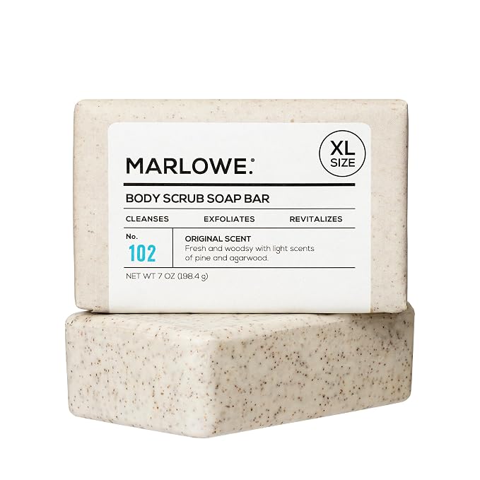 MARLOWE. No. 102 Body Scrub Soap 7 oz, Exfoliating Soap Bar by MARLOWE