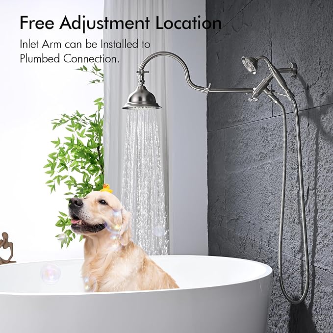 Bagnolux Solid Brass 6" High Pressure Rain Shower Head Combo - Image 10