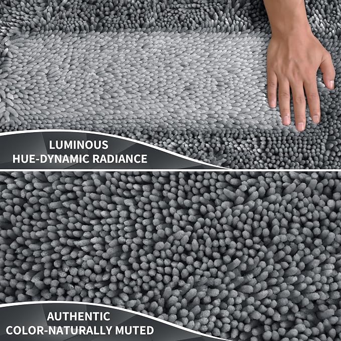 Yimobra Chenille Bathroom Rugs Non Slip, Extra Thick Soft Absorbent Bath Rug - Image 3