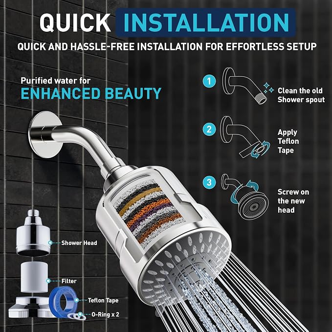 Mist Shower Filter Head for Hard Water Improves Skin, and Nails - Image 6