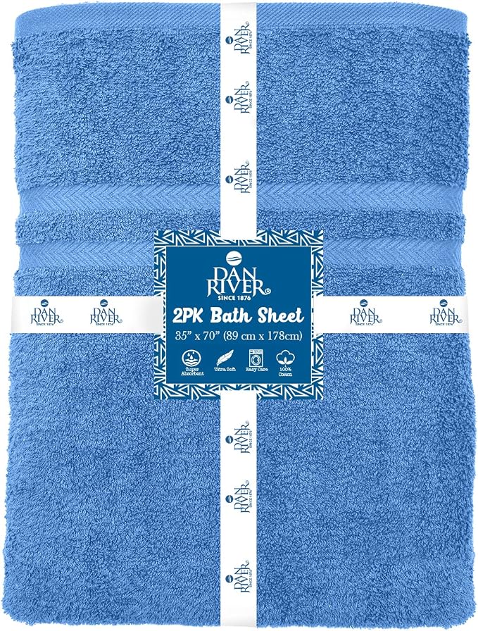 DAN RIVER 2 Pack Luxury Bath Sheets 35x70, 600 GSM, Soft & Quick Dry 100% Ring - Image 2