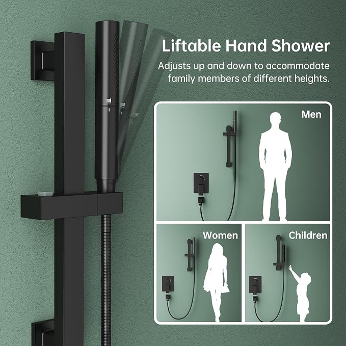 Hoimpro 12 Inch Matte Black Shower System - Image 3