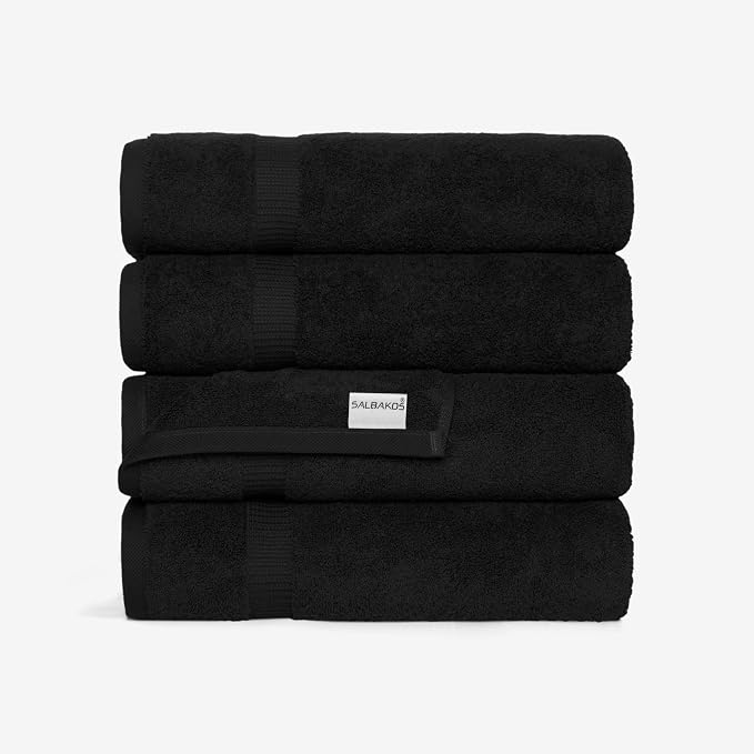 SALBAKOS 100% Turkish Cotton Bath Towel Set of 4 27x54 inch | Heirloom Quality by SALBAKOS