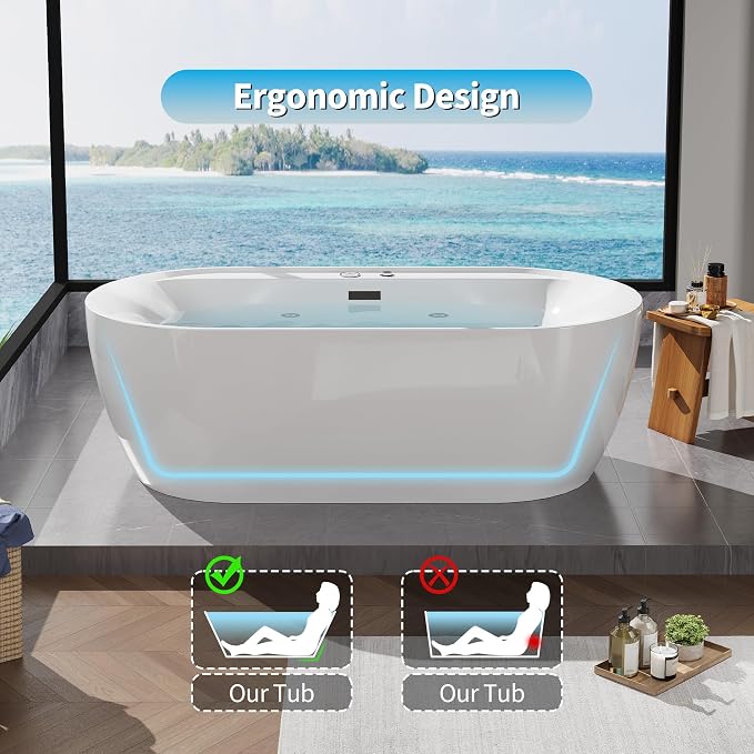 71 Inch Luxury Acrylic Freestanding Bathtub - Image 6