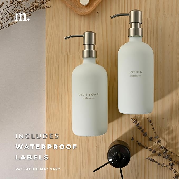 MaisoNovo Soap Dispenser 1-Piece Set | 16.9oz White Bottles - Image 6