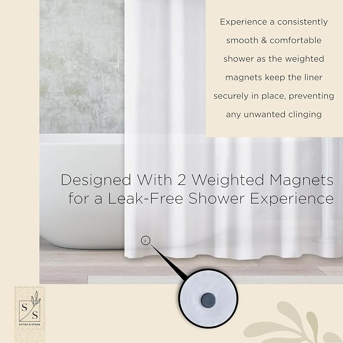 Stitch & Stone Shower Curtain Liner, Premium Extra Lightweight Durable - Image 7