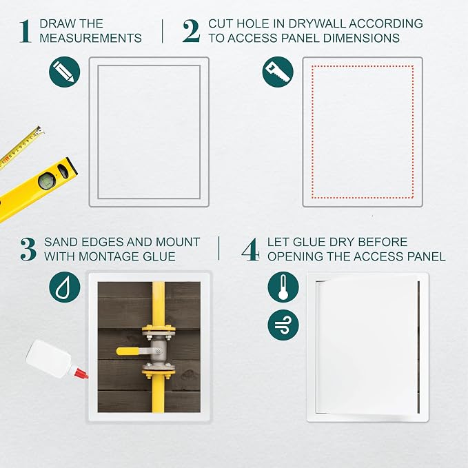 8" x 10" White Plastic Access Panel. Service Shaft Door Panel. Plumbing - Image 3