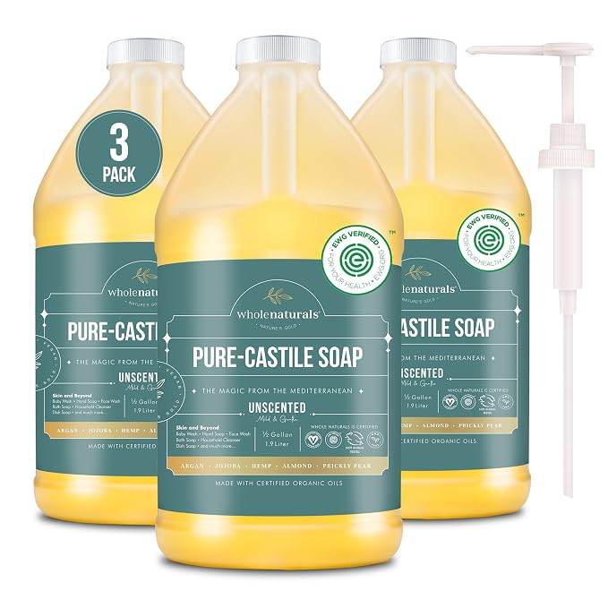 WHOLENATURALS Pure Castile Soap Liquid, EWG Verified & Certified Palm Oil Free by WholeNaturals