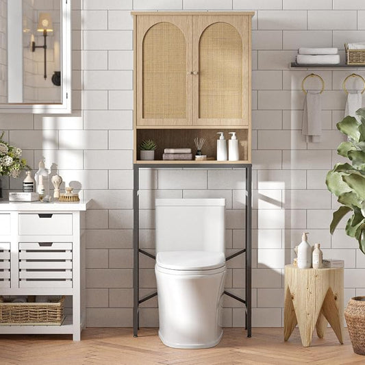 Rattan Toilet Storage Cabinet, Over The Rack Wood Cabinet by FiveWillowise
