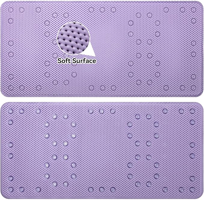 Bathtub Mat Non Slip 36” X 17” Purple Shower Mat Soft Foam Bath Mats - Image 5