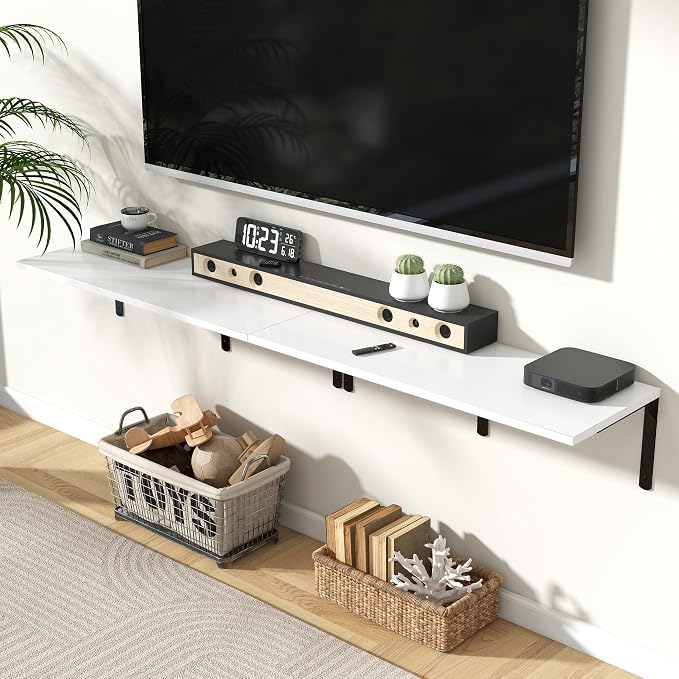 Fun Memories Floating Shelves for Wall, 12 Inch Deep Floating Shelves Set of 2 - Image 2