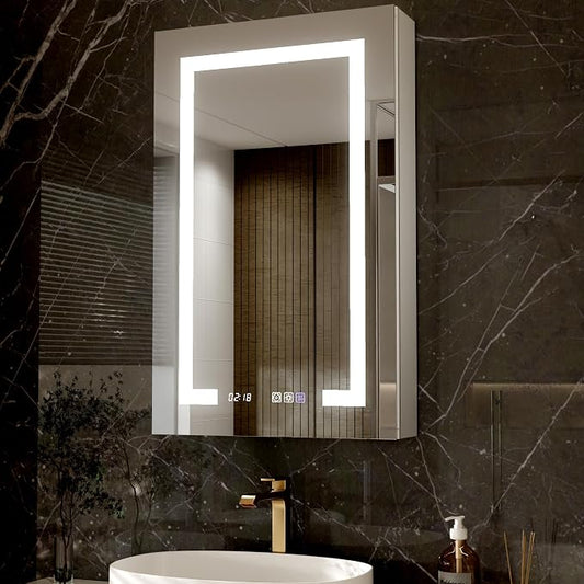 Lighted Medicine Cabinet with Mirror, Stepless Dimming & Defog, Left Open by Unknown