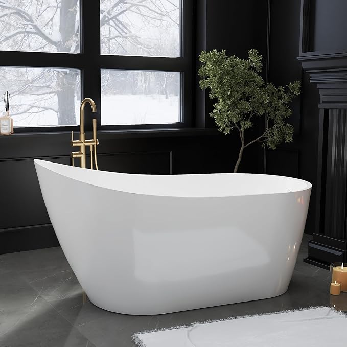 59" High-back Acrylic Freestanding Bathtubs, Stand Alone Tub, Soaking Tubs - Image 2