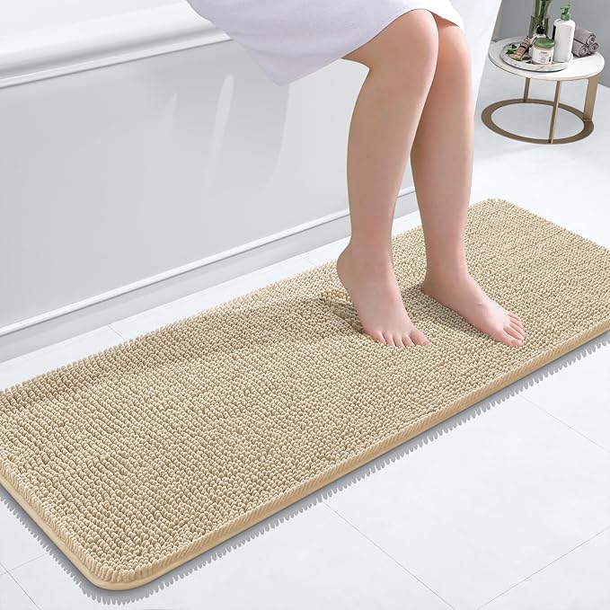 OLANLY Bathroom Rugs 47x17, Extra Soft Absorbent Chenille Bath Rugs, Rubber by OLANLY