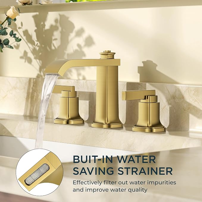 FORIOUS 3 Hole Gold Sink Bathroom Faucet - Image 6