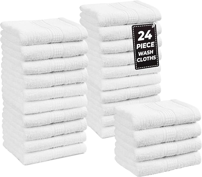 LANE LINEN 100% Cotton Washcloths 24 Pack by LaneLinen