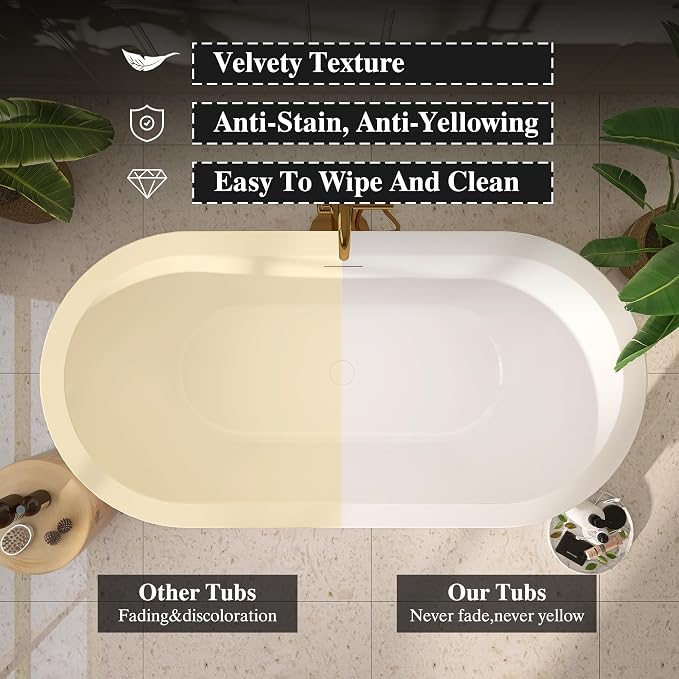 61" Freestanding Bathtubs, Acrylic Soaking Tubs - Image 5