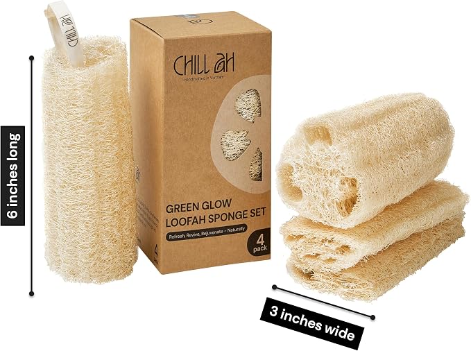 Chill Ah Natural Loofah Sponge Set – 100% Plant-Based, Biodegradable Bath - Image 7