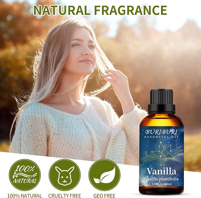 BURIBURI Pure Vanilla Essential Oil and Coconut Oil 100ml Organic Aromatherapy - Image 4