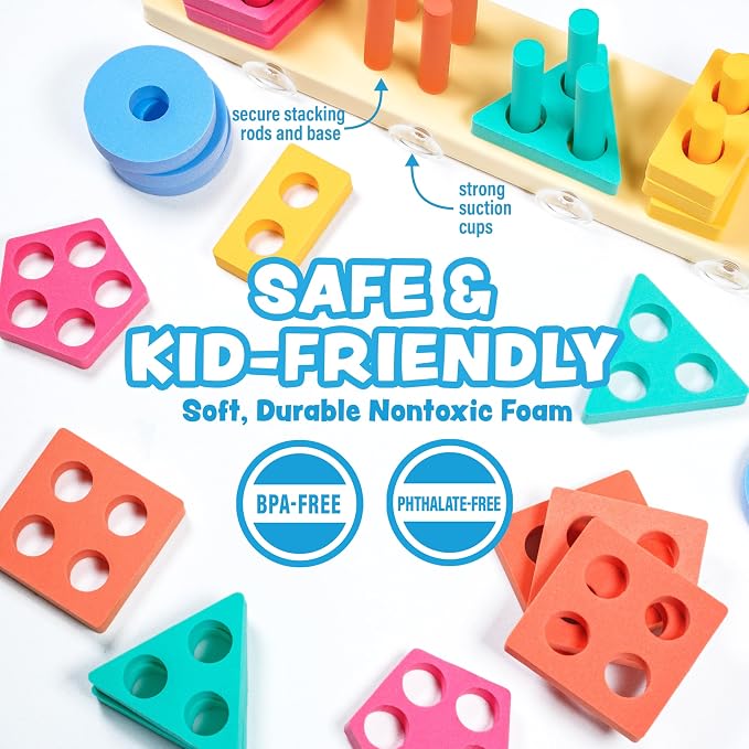 Tub Works® Splash, Stack & Sort™ Shape Sorter & Stacking Toddler Bath Toy | 20 - Image 6
