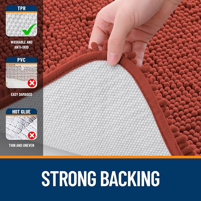 OLANLY Bathroom Rugs 30x20, Extra Soft Absorbent Chenille Bath Rugs, Rubber - Image 6