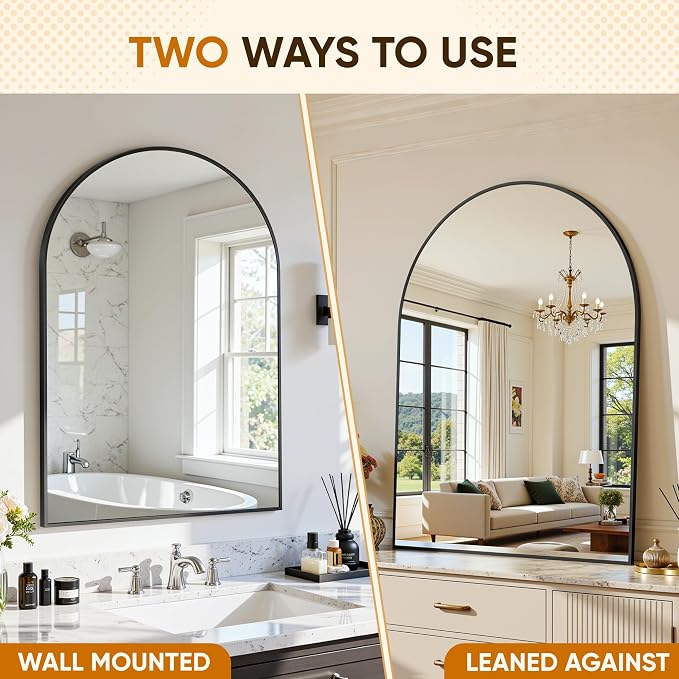 Arched Mirror 24"x36", Bathroom Mirror, Wall Mounted Vanity Mirror - Image 7