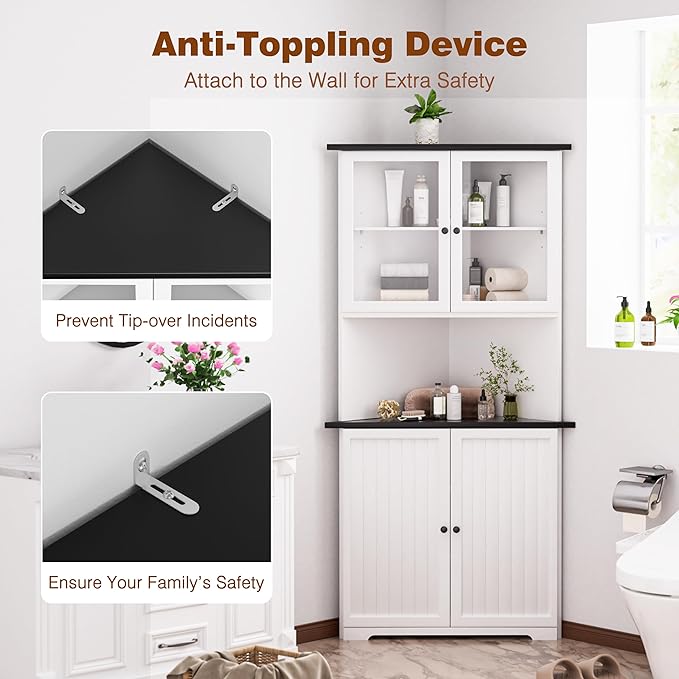 VEIKOU 71" Corner Storage Cabinet - Image 5