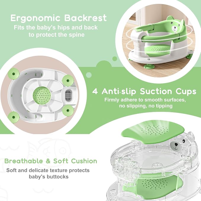 Baby Bath Seat for Babies 6 Months & Up, Toddler Bath Seats for Babies Sitting - Image 4