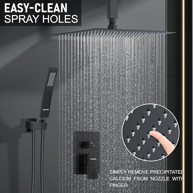KOJOX Matte Black Ceiling Shower Fixture - Image 2