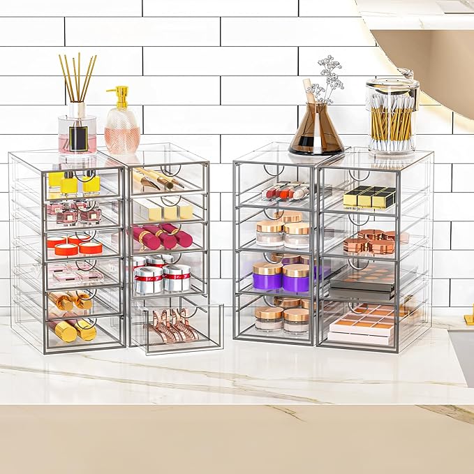 Acrylic Makeup Organizer with 19 Drawers, 4 Pack Clear Storage Drawers - Image 2
