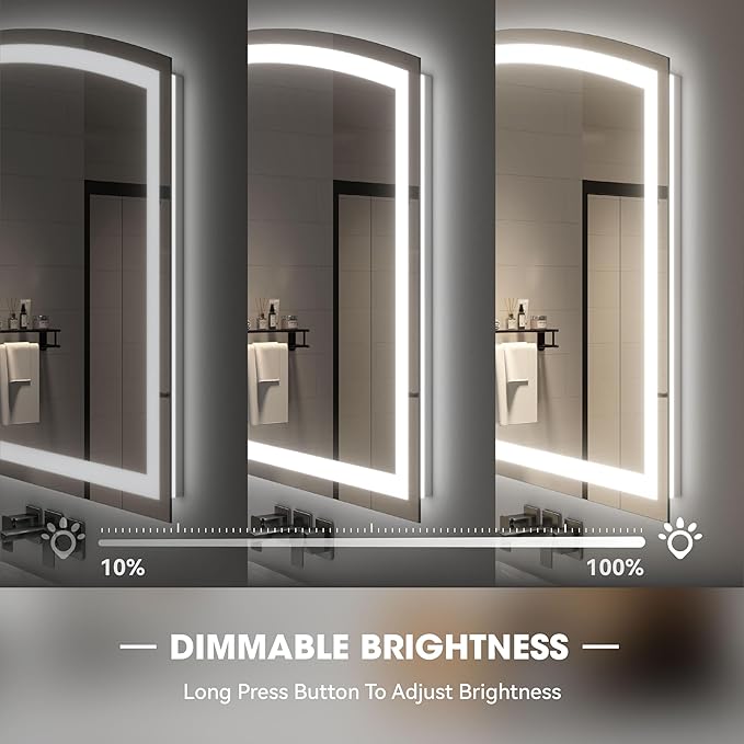 Hasipu 40" x 36" Arch LED Bathroom Mirror, Frontlit Wall-Mounted Vanity Mirror - Image 3