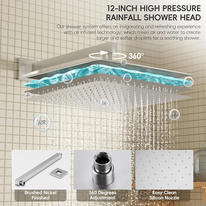 Brushed Nickel Shower System, Shower Faucet Set - Image 2