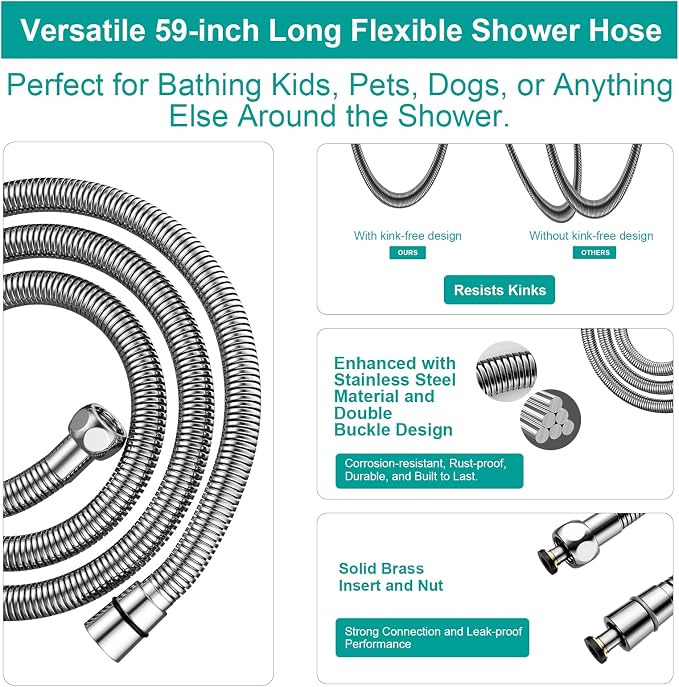 Shower Slide Bar Handheld Shower Head - Image 7