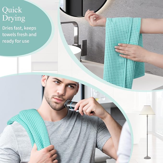 Microfiber Waffle Hand Towels, 4 Pieces, Fast Drying, Lint Free - Image 5