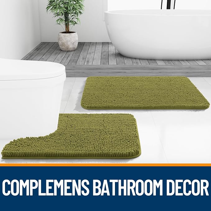 OLANLY Bathroom Rugs 24x16, Extra Soft Absorbent Chenille Bath Rugs, Rubber - Image 7