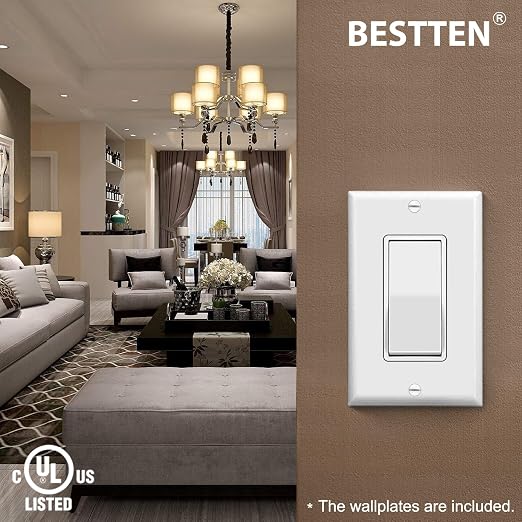 BESTTEN 30 Pack Single Pole Decorator Light Switch, Rocker Paddle Wall Switch - Image 2