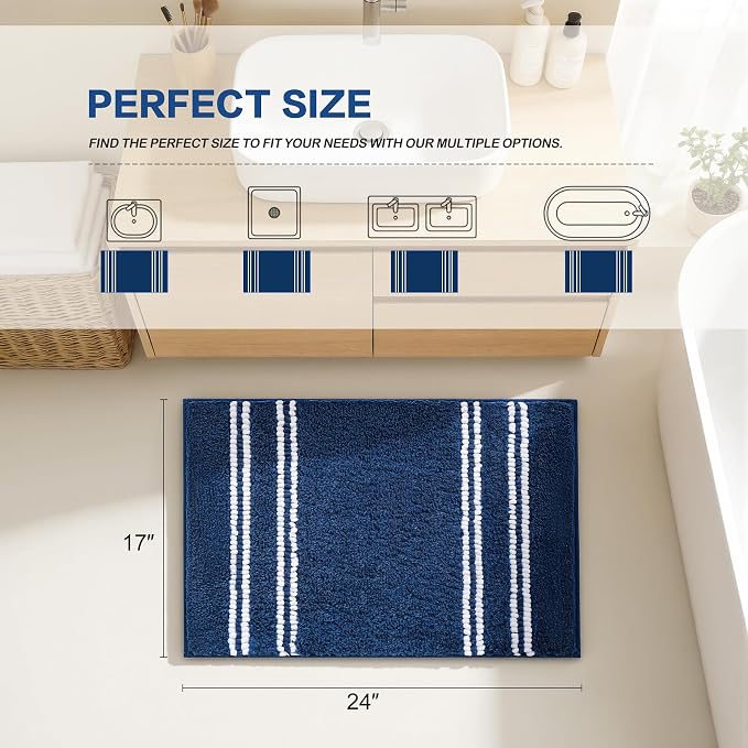 Kmson Bathroom Rugs Mat, Non-Slip Fluffy Thick Water Absorbent Microfiber Mat - Image 2